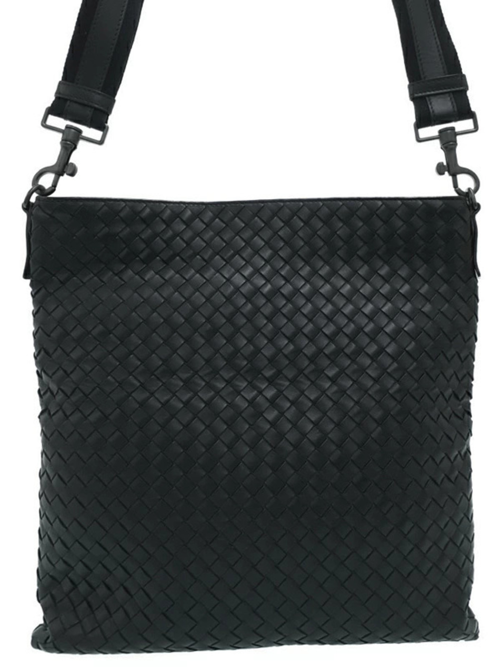 Bottega Veneta Intrecciato Crossbody Messenger Bag woven Black